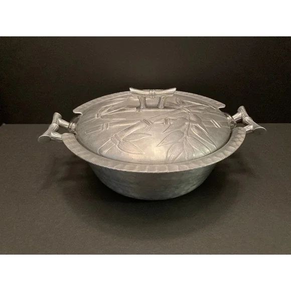 Vintage Everlast Aluminum "Bali Bamboo" 1948-1959 Casserole w/ Pyrex Insert MCM - Picture 2 of 15